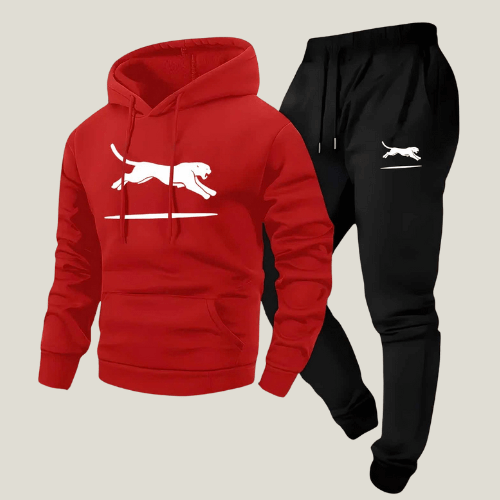 Leopard Print Tracksuit in Red Black