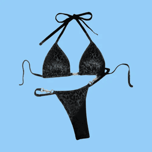 Black Leopard Micro String Bikini