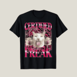 Certified Freak Funny Cat Meme T-Shirt Black