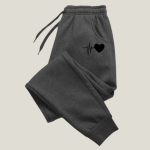 Heart Beat Joggers in Dark Grey Black