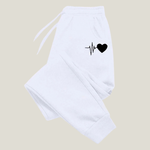 Heart Beat Joggers in White Black