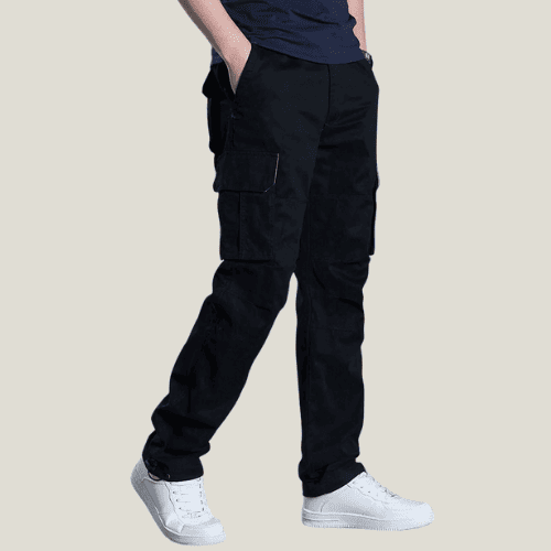 Man straight leg cargo pants black