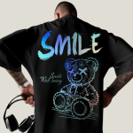 Men’s Smile Teddy Bear Print T-Shirt Multi Black