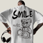 Men’s Smile Teddy Bear Print T-Shirt White