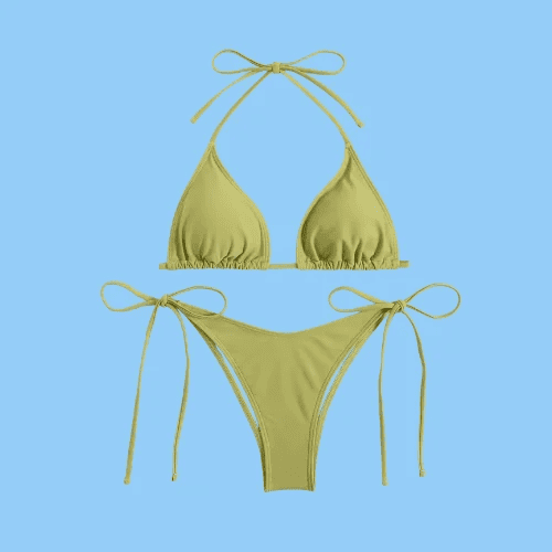 Olive Green Triangle String Bikini
