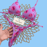 Purple Lip Print Micro String Bikini