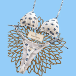 White Eye Print Micro String Bikini
