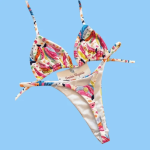 White Multi Print Micro String Bikini
