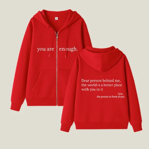 Dear Person Behind Me Zip Up Hoodie Red